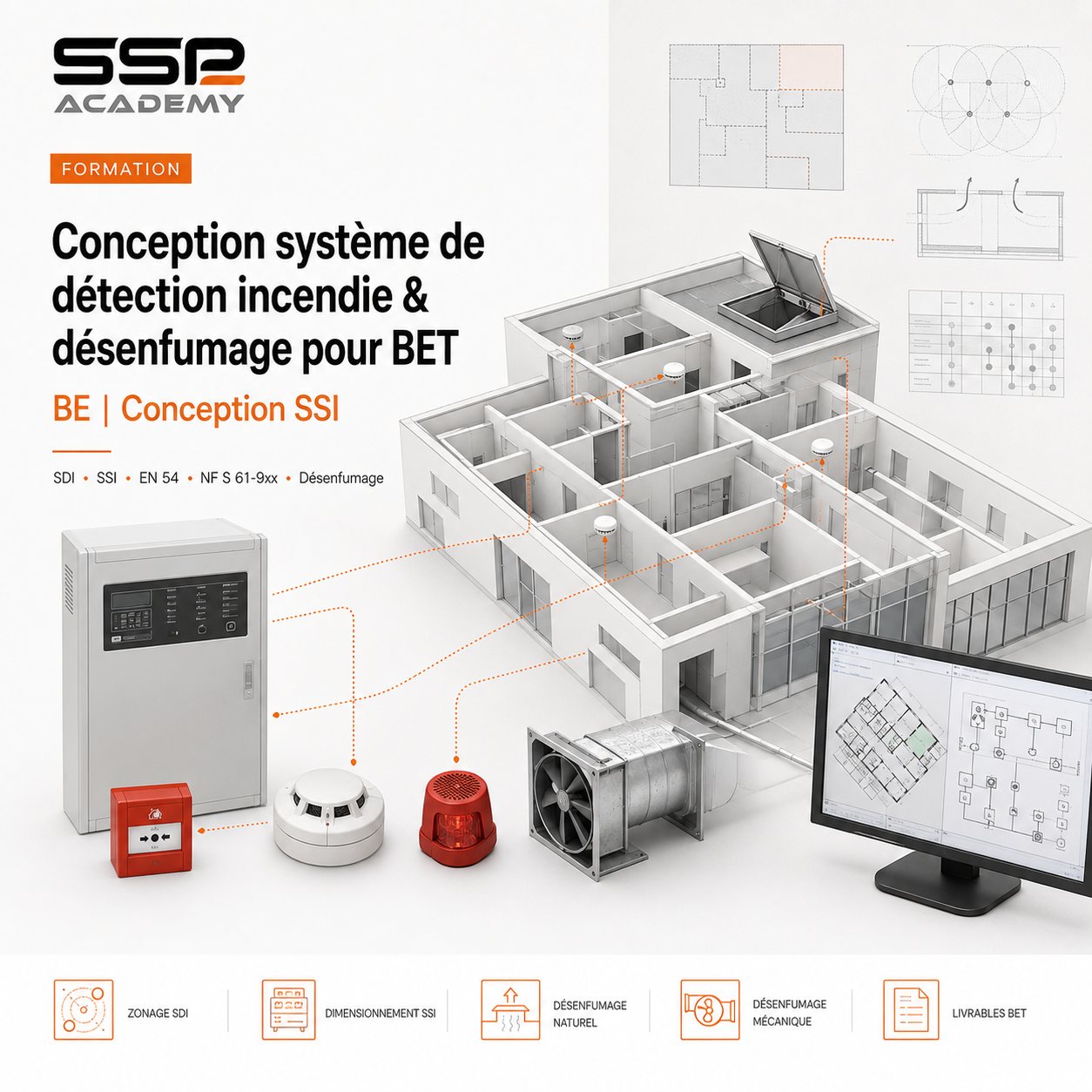 Conception système de détection incendie & désenfumage pour BET