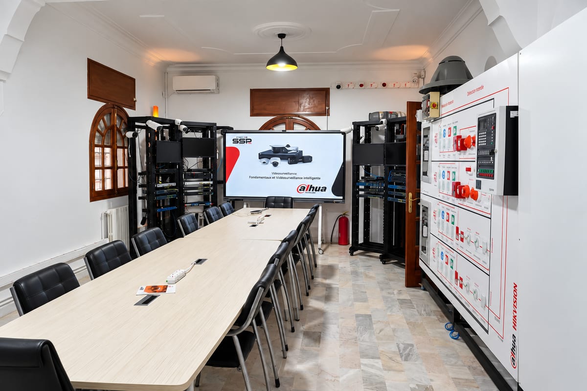CFA & IT room: network racks, CCTV cameras and fire detection panel